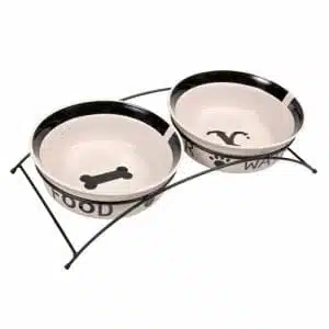 2 keramikk skåler i stativ