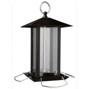 Utefuglautomat i metall m/tak 19x19x20cm sort