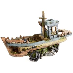 Akvariedekorasjon Vrak Fiskebåt, 29.7×10.5×16.7cm