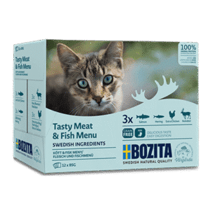 Bozita kjøttbiter og fisk i saus multibox 85g 12pk