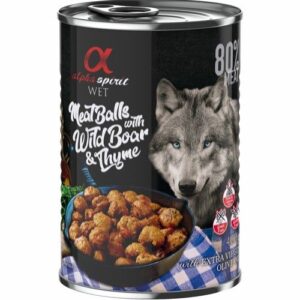 Alpha Spirit Kjøttboller med villsvin og timian – Våtfôr Hund 6 x 400g