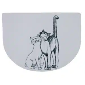 Matskålunderlag katt, 40 × 30 cm, hvit