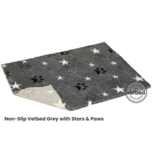 VetBed Nonslip Grå Stars and Paws 100x75cm